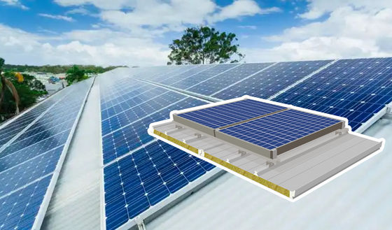 Painel de telhado fotovoltaico de comprimento personalizável com núcleo de lã de vidro PU e largura de 1000 mm